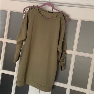 Olive green long sweater/dress